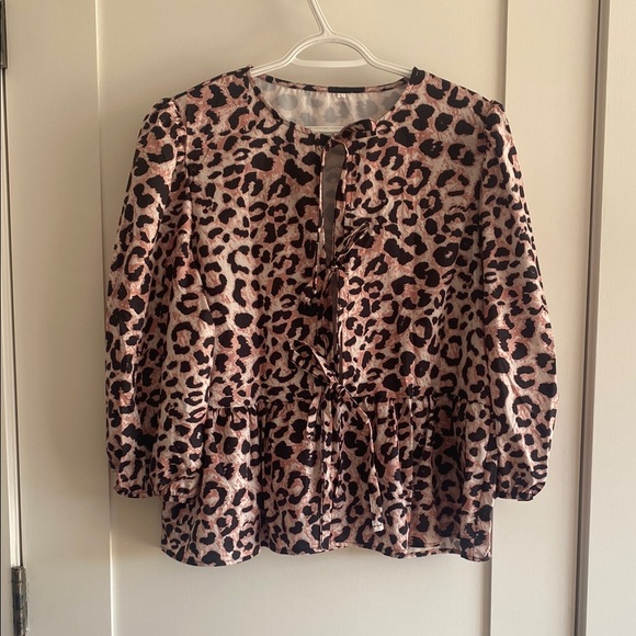 Leopard Print Tie Front Blouse - Picture 1 of 3